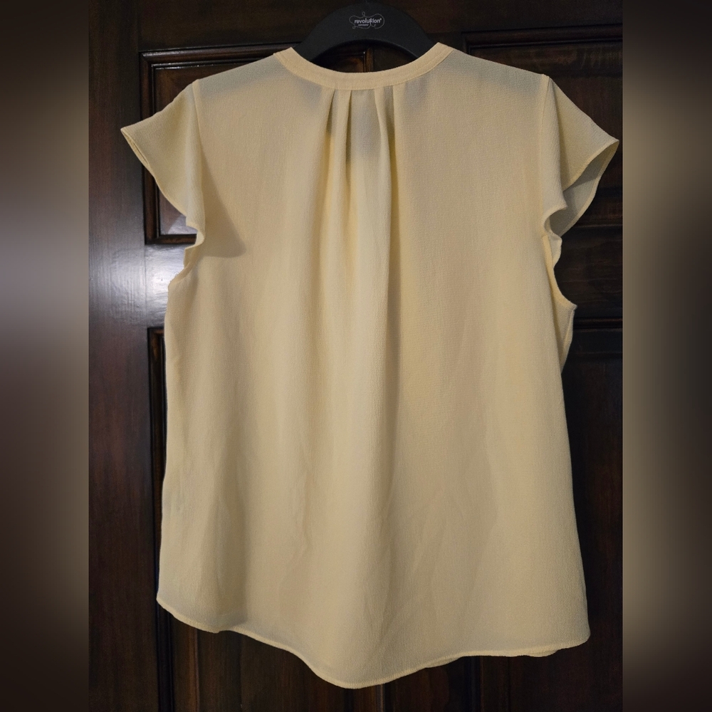 Calvin Klein Light Yellow Blouse with Ruffled Sleeves - Picture 4 of 4